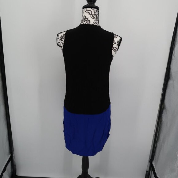 Madewell color block sleeveless Black Blue button front shirt dress XS - Picture 6 of 8